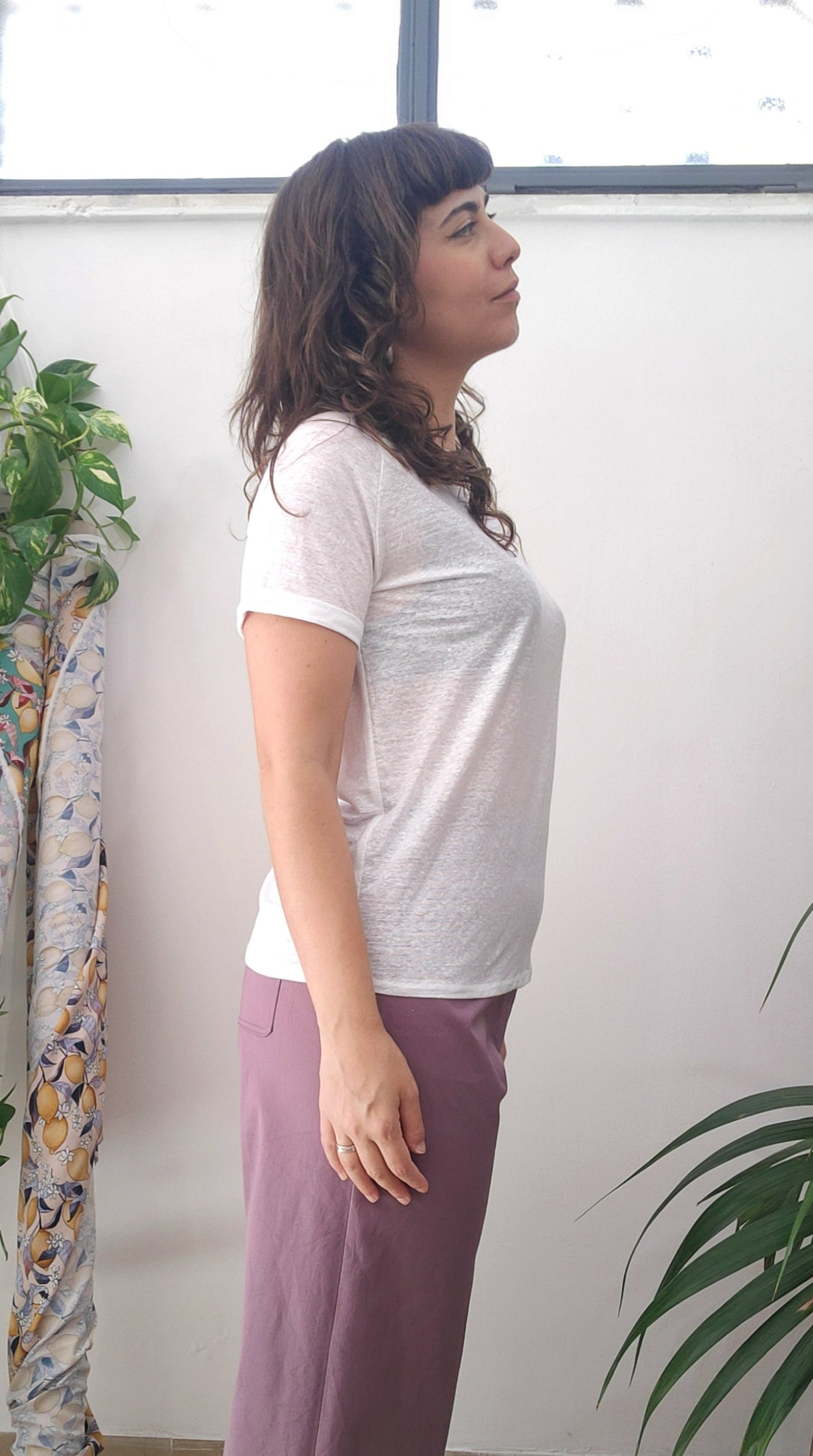 Pantalone Gambadritta in gabardina di Cotone elast. Malva