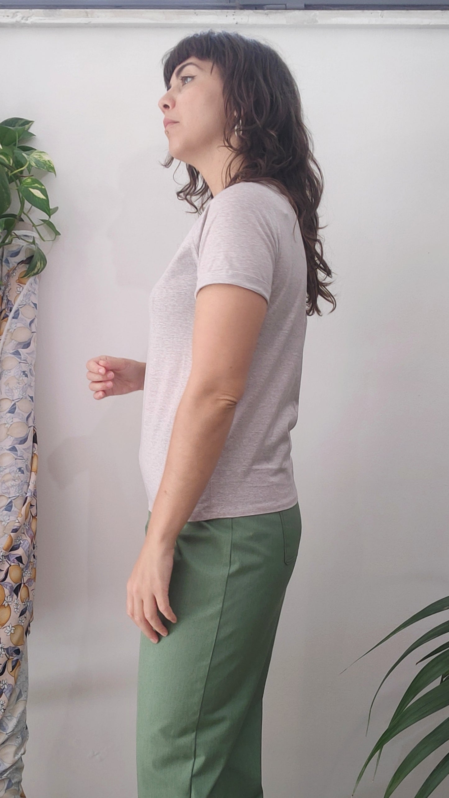 Pantalone Gambadritta in gabardina di Cotone Verde